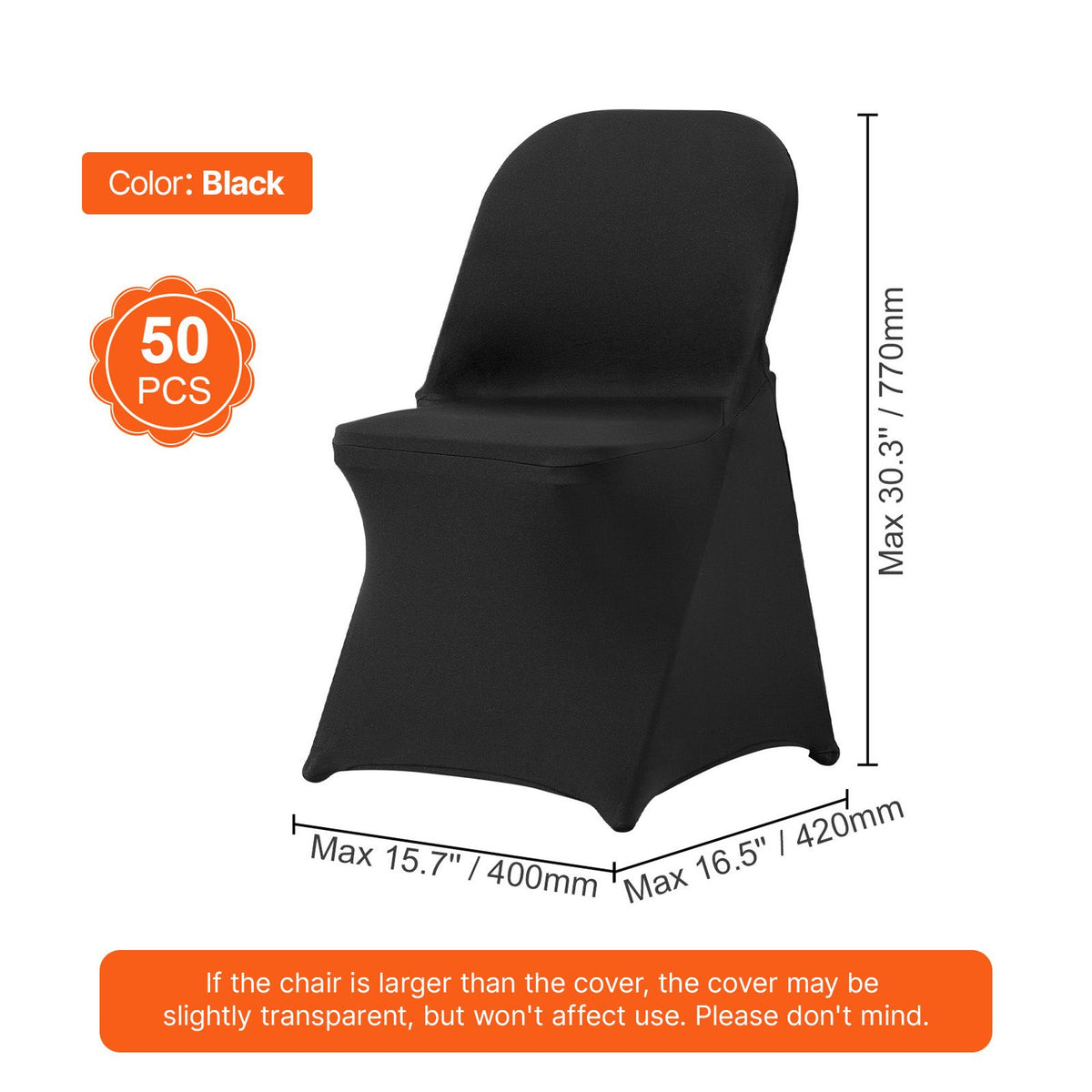 VEVOR Stretch Spandex Folding Chair Covers, Black, 50 Pack