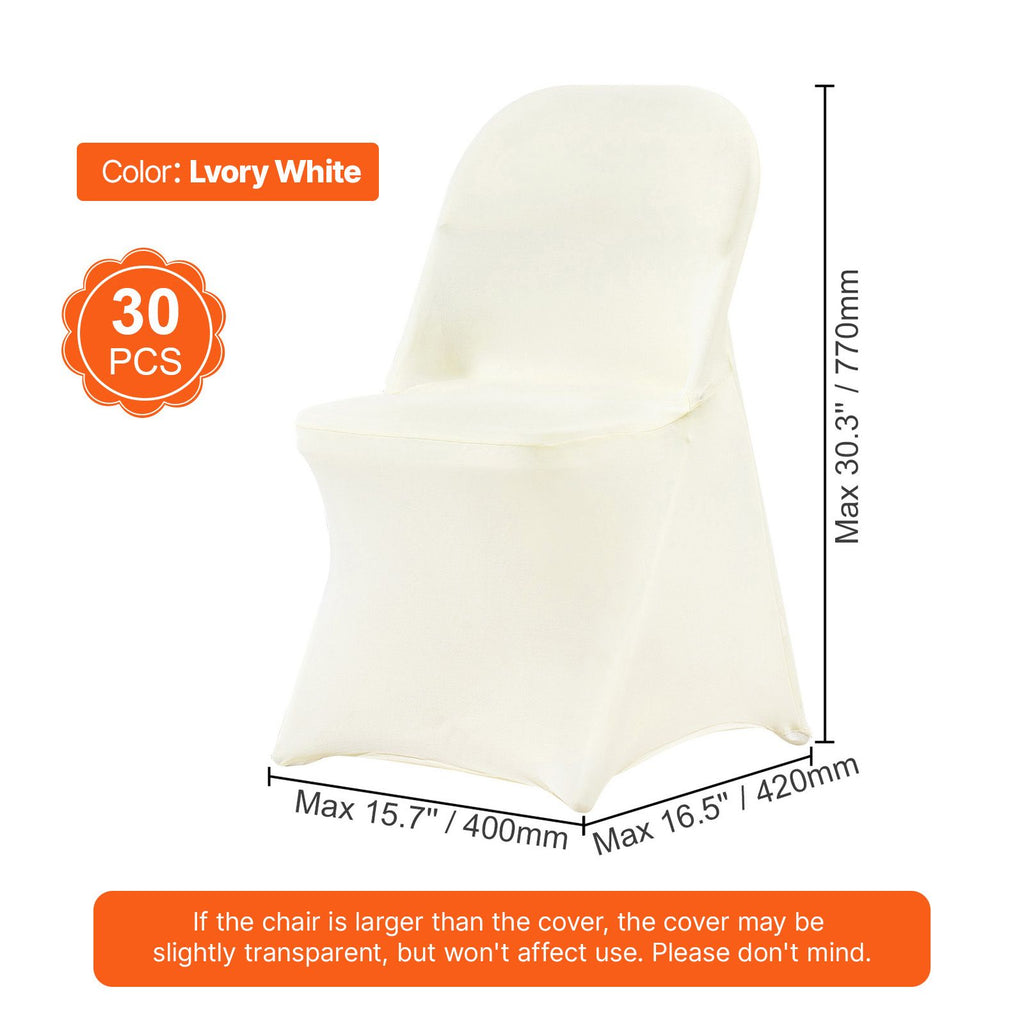 VEVOR Stretch Spandex Folding Chair Covers, Ivory White, 30 Pack