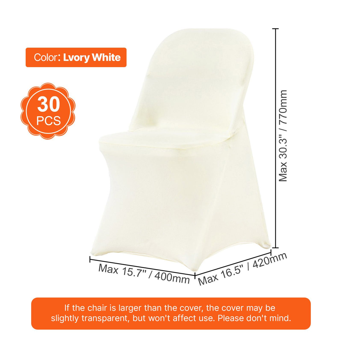 VEVOR Stretch Spandex Folding Chair Covers, Ivory White, 30 Pack