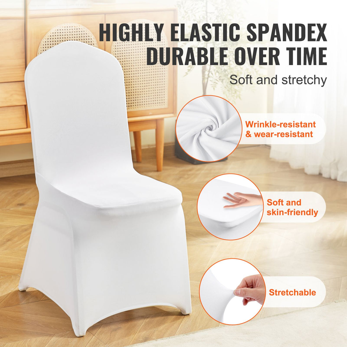 VEVOR Stretch Spandex Banquet Chair Covers, White, 12 Pack