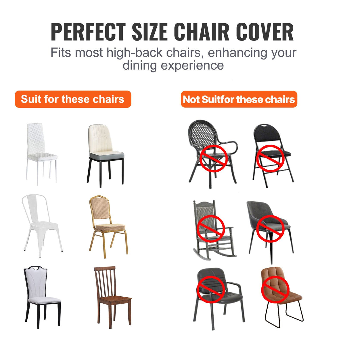 VEVOR Stretch Spandex Banquet Chair Covers, White, 12 Pack