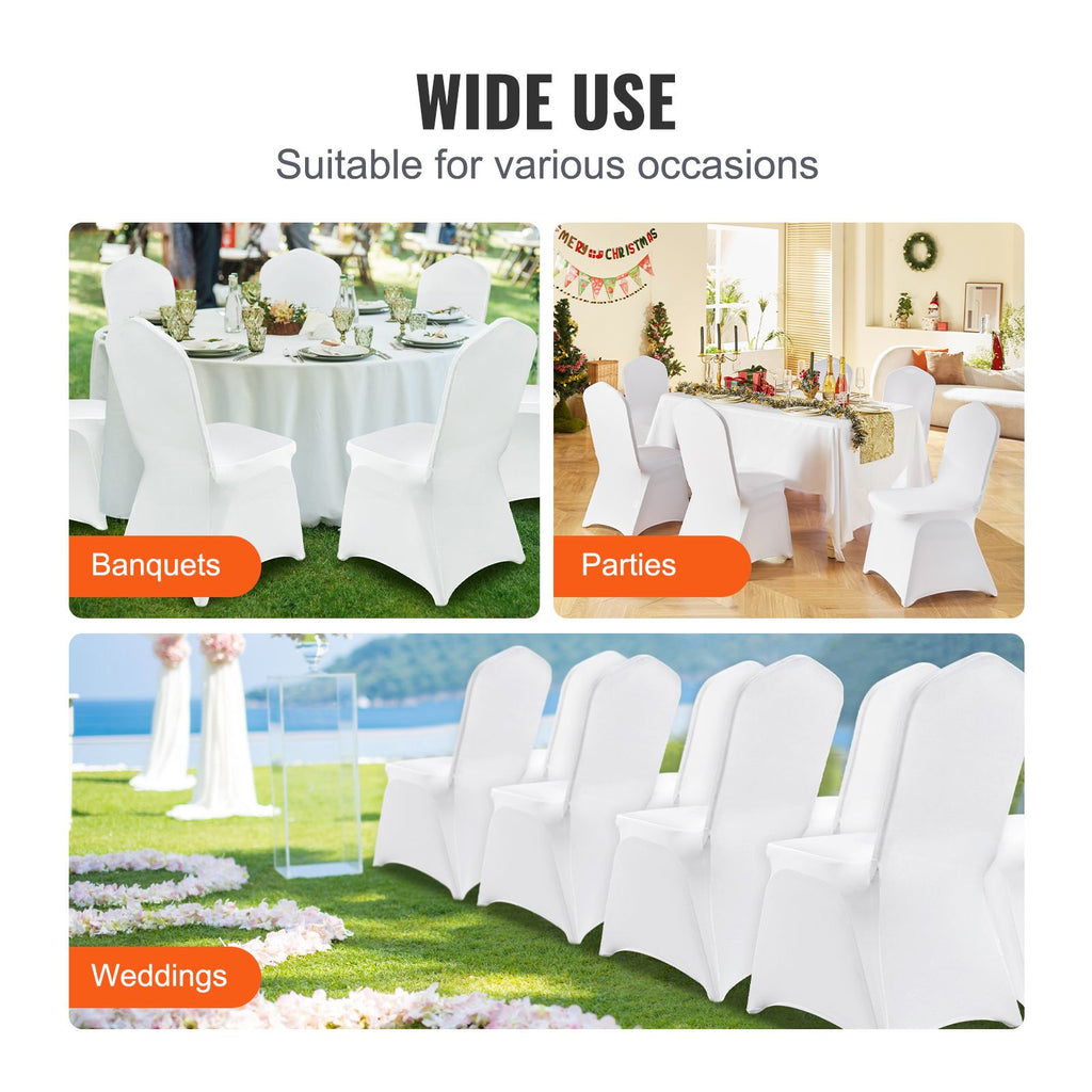 VEVOR Stretch Spandex Banquet Chair Covers, White, 12 Pack