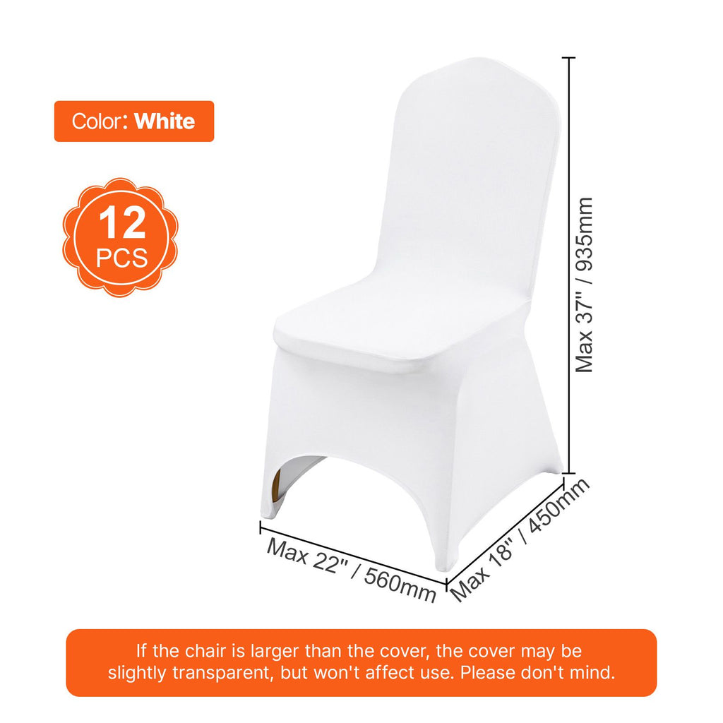 VEVOR Stretch Spandex Banquet Chair Covers, White, 12 Pack