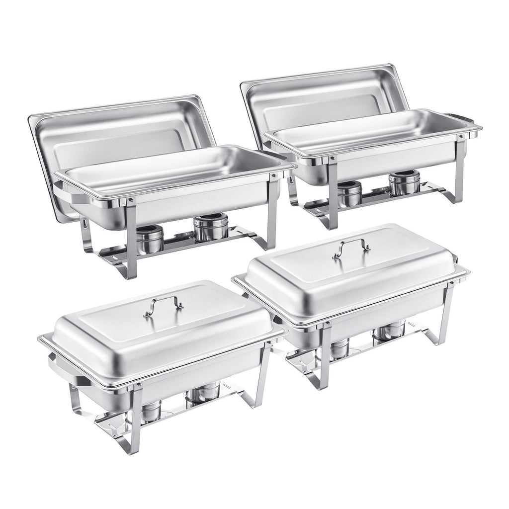 VEVOR Rectangle Chafing Dish Set, 8 Qt, 4 Pack, Silver