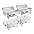 VEVOR Rectangle Chafing Dish Set, 8 Qt, 4 Pack, Silver