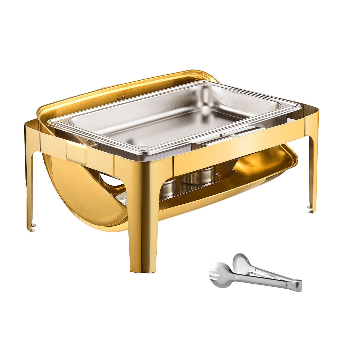 VEVOR Roll Top Chafing Dish Set, 9 Qt Full Pan, Gold
