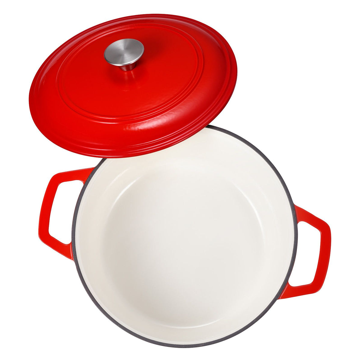 VEVOR Enamelled Cast Iron Dutch Oven, 5.7L, Red