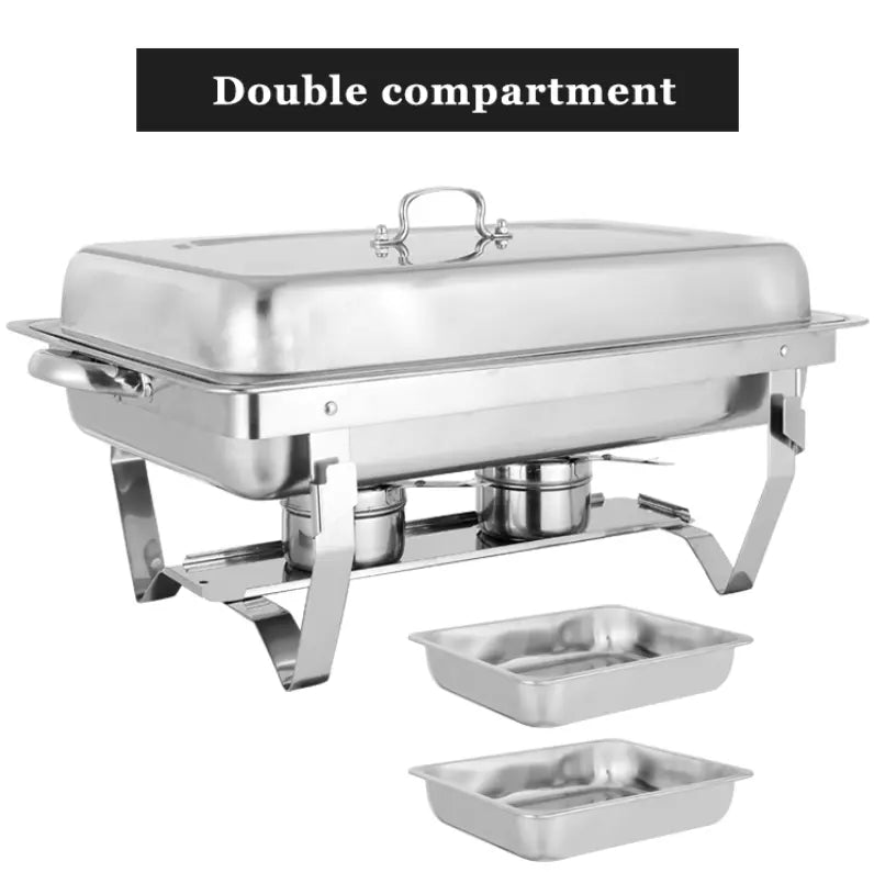 11L Two-Compartment Stainless Steel Chafing Dish