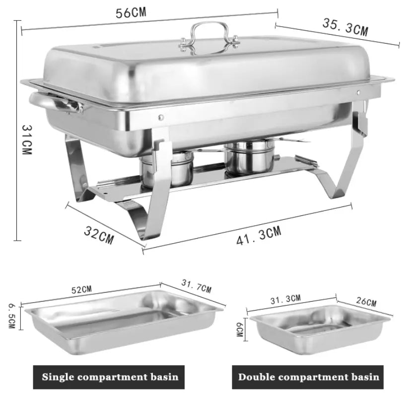 11L Two-Compartment Stainless Steel Chafing Dish