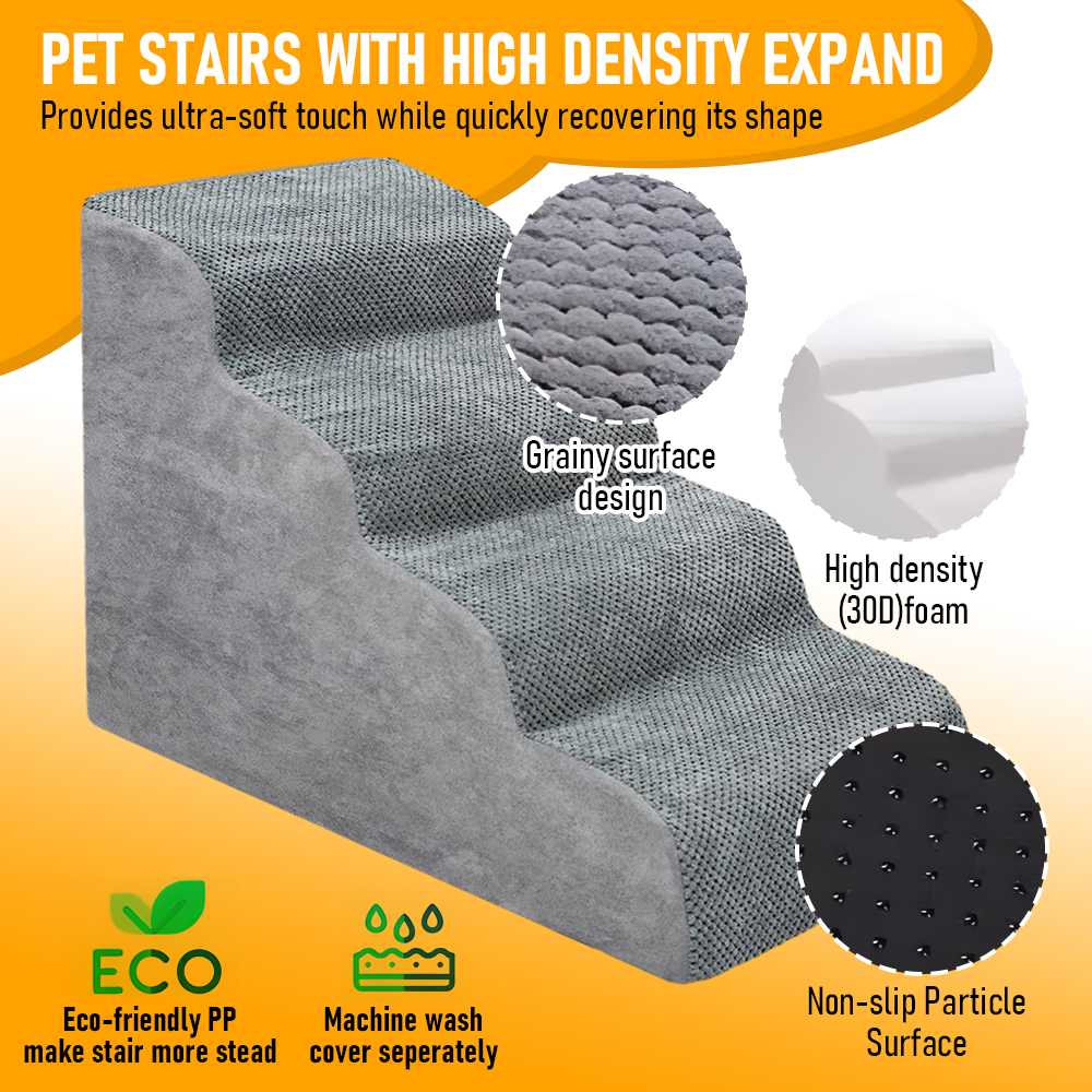 Non-Slip 4 Tiers Dog Ramp/Step/Stair Foam Dog Steps