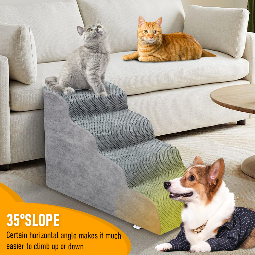 Non-Slip 4 Tiers Dog Ramp/Step/Stair Foam Dog Steps