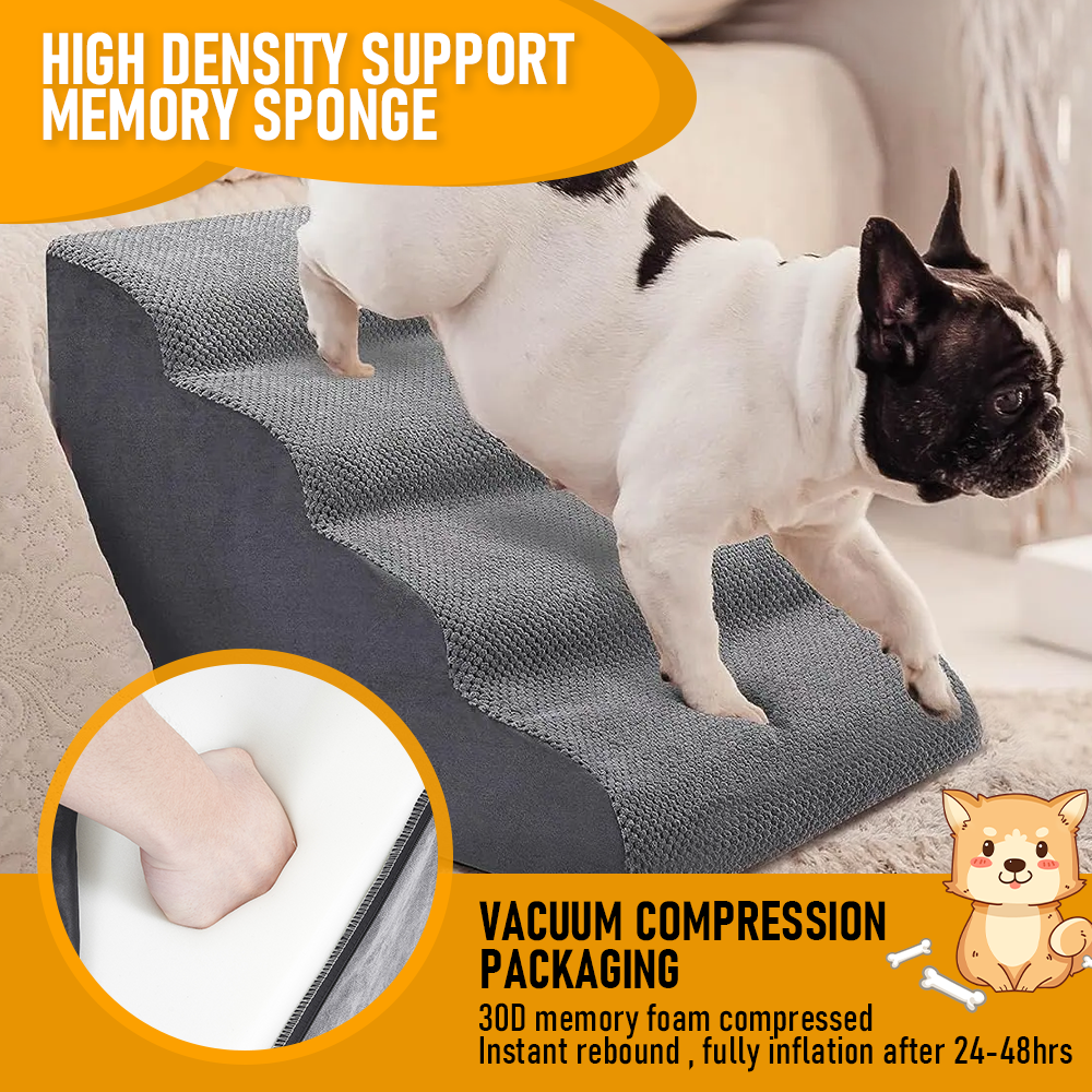 Non-Slip 4 Tiers Dog Ramp/Step/Stair Foam Dog Steps