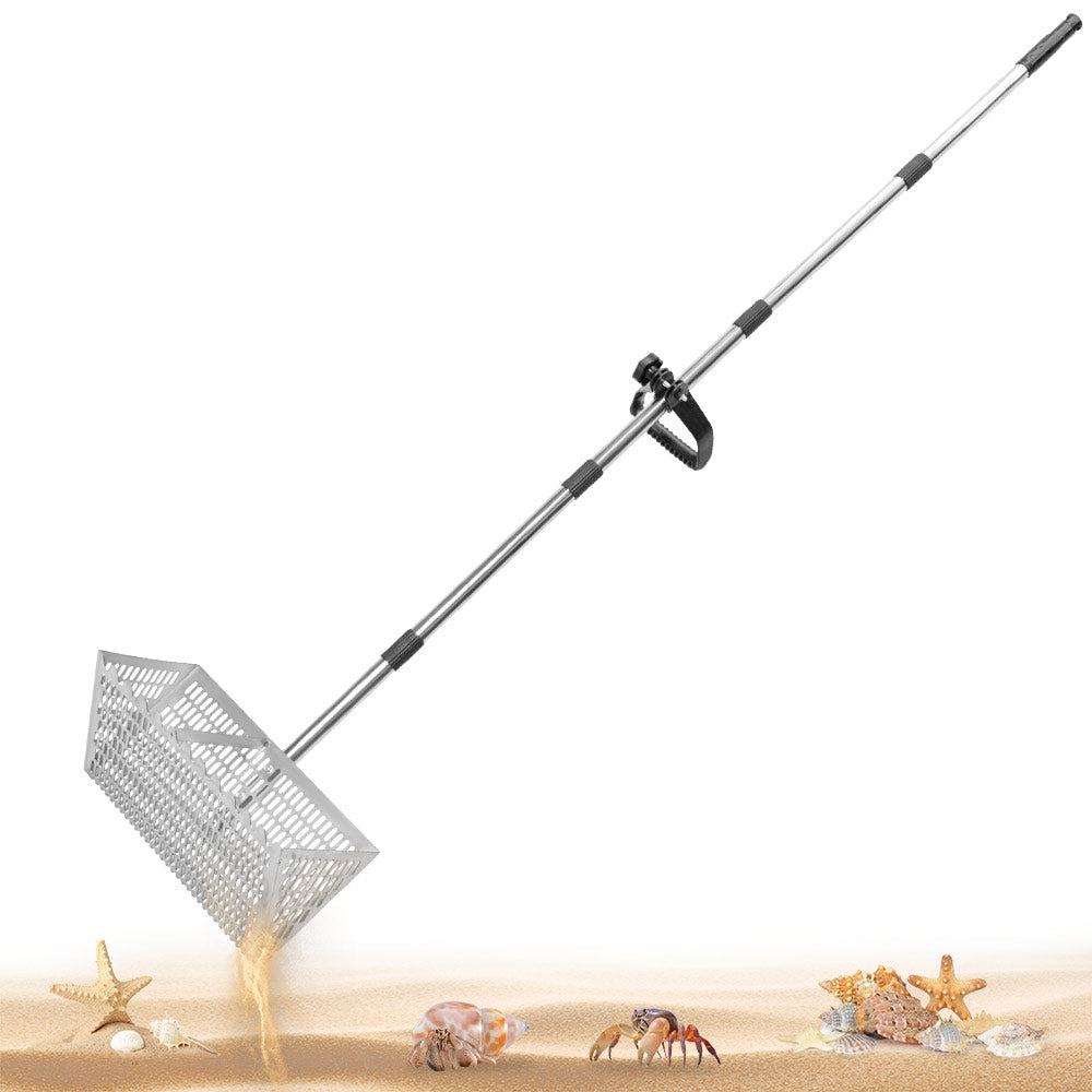 Beach Rake Stainless Steel Sand Flea Rake 140cm Long Detachable