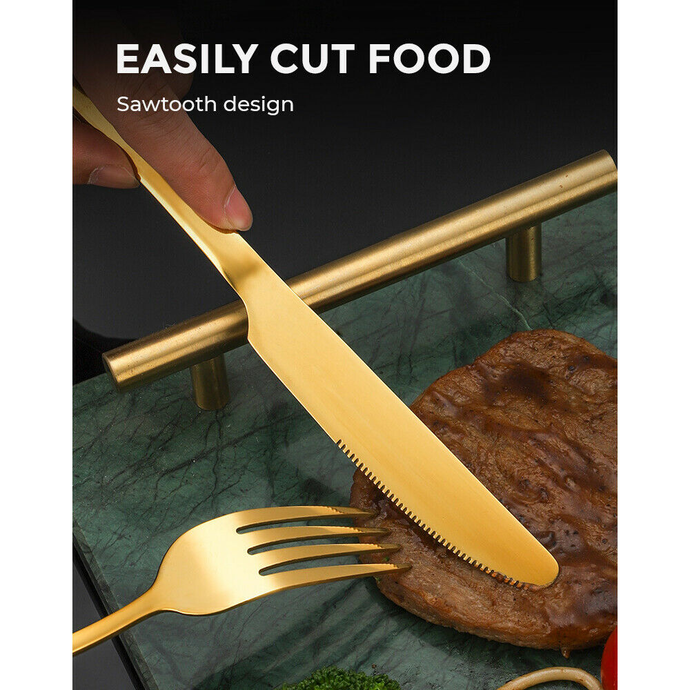 Gold Cutlery Set Kitchen Stainless Steel Fork Knife Spoon Flatware