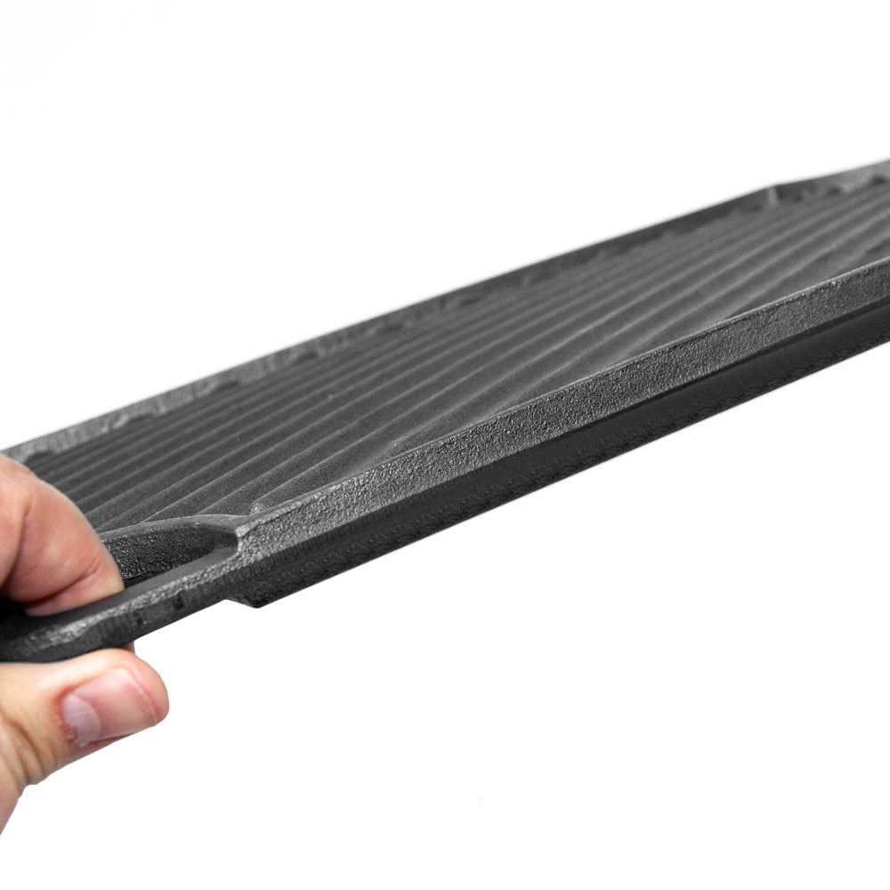 Reversible Cast Iron Griddle Rectangular BBQ Plate 43x24cm