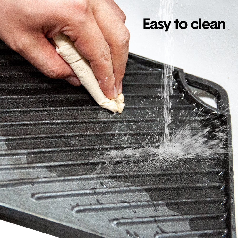 Reversible Cast Iron Griddle Rectangular BBQ Plate 43x24cm