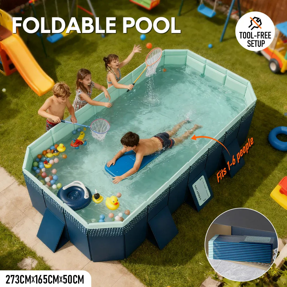 2.6m Foldable Pool PVC Non Inflatable Large Rectangle Pool Holding up