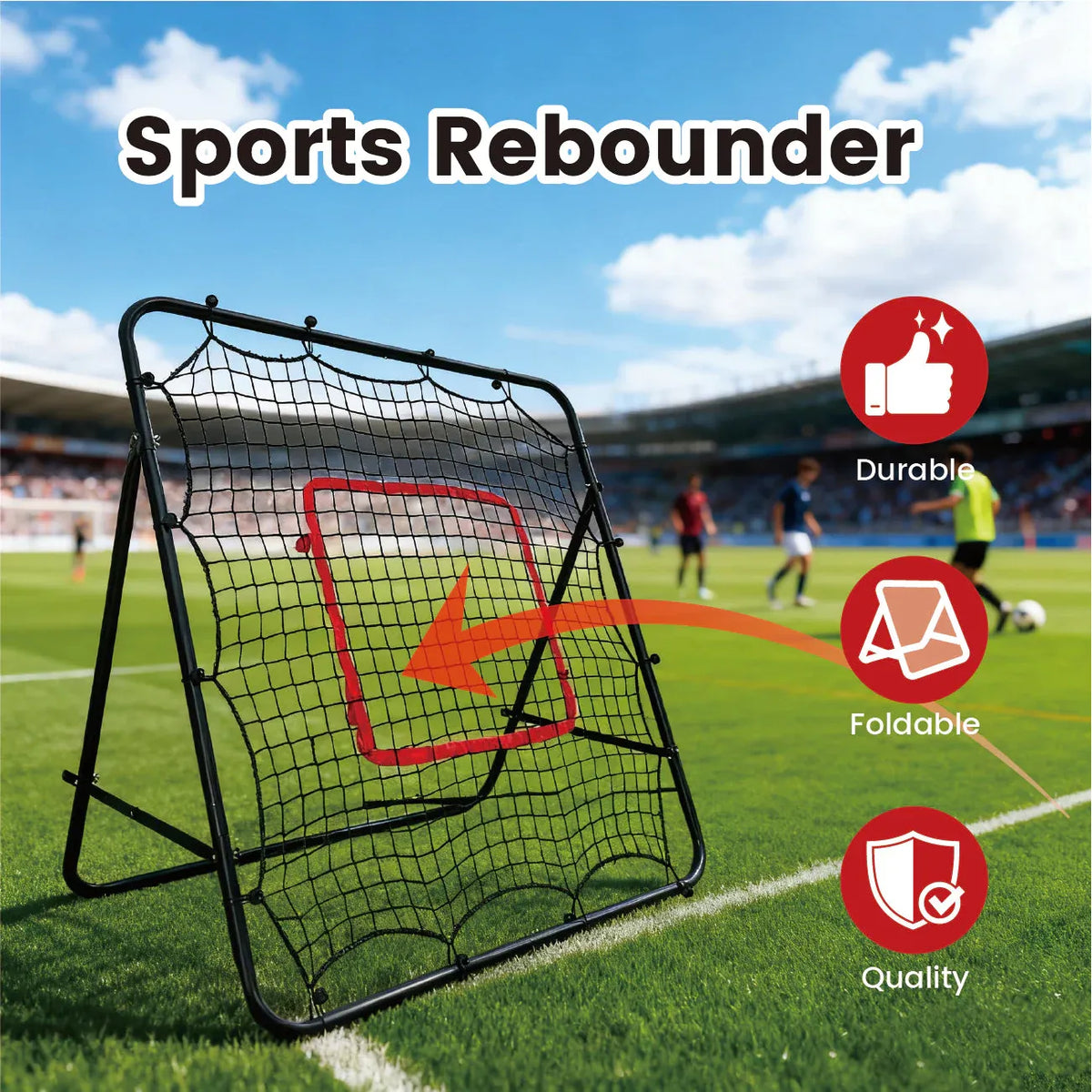 1m Football Rebounder Net Soccer Training Kickback Target Bounce Wall
