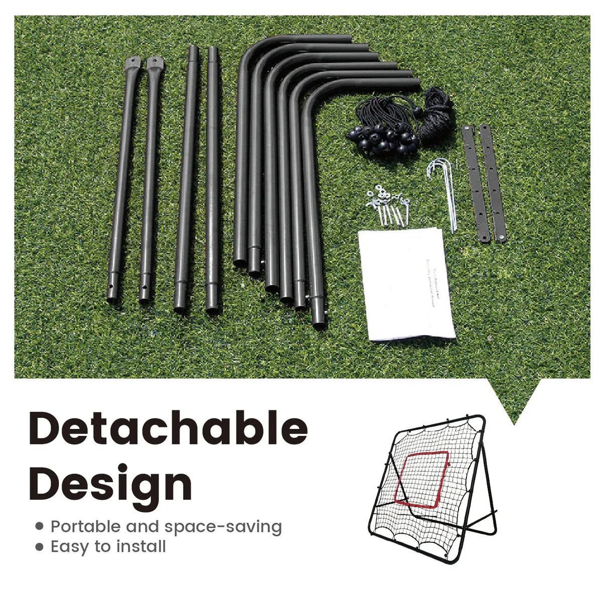 1m Football Rebounder Net Soccer Training Kickback Target Bounce Wall