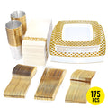 Alston Gold Rim Disposable Dinnerware Set for 25, 175 Pieces