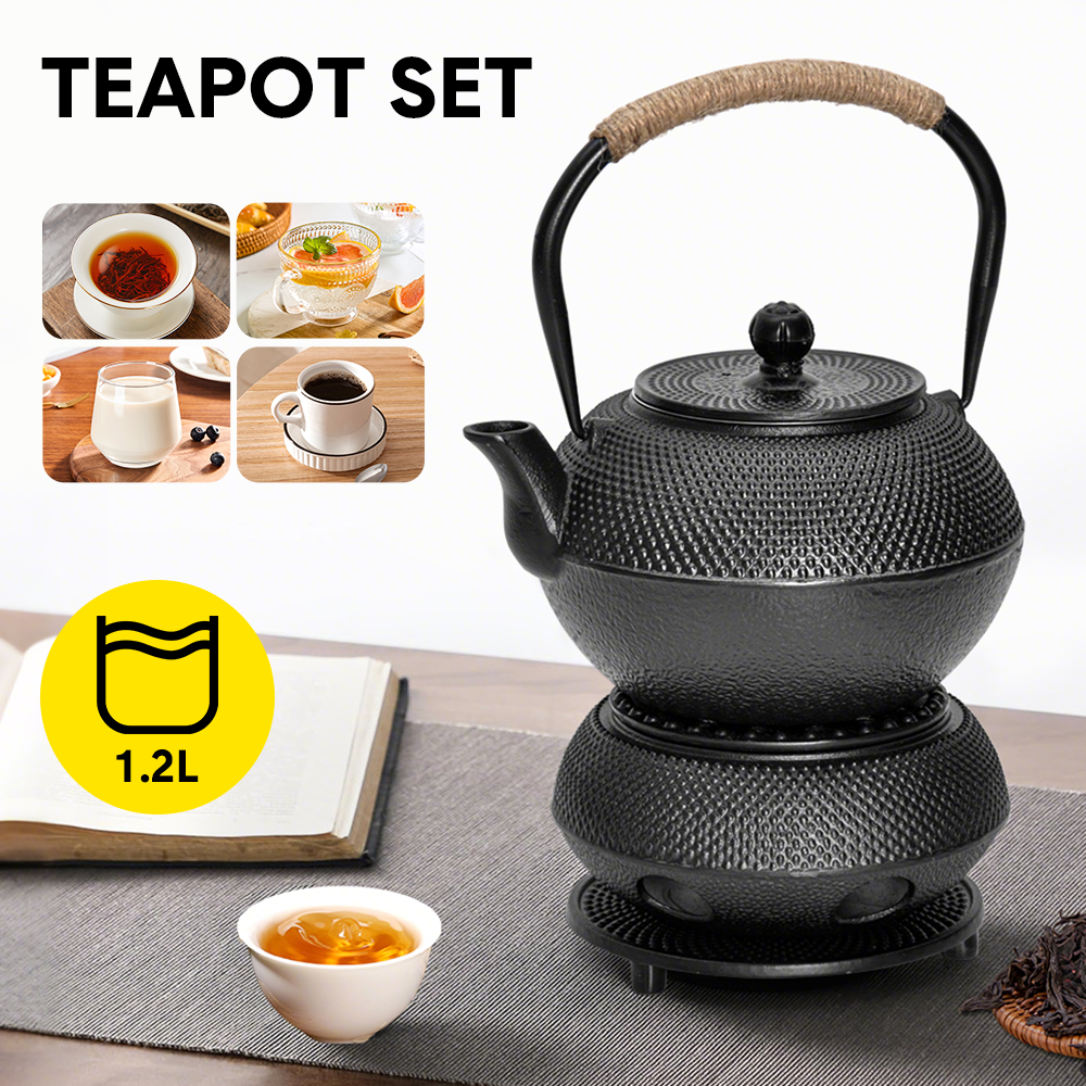 1.2L Cast Iron Teapot and Warmer Set Tea Kettle Iron Bottle