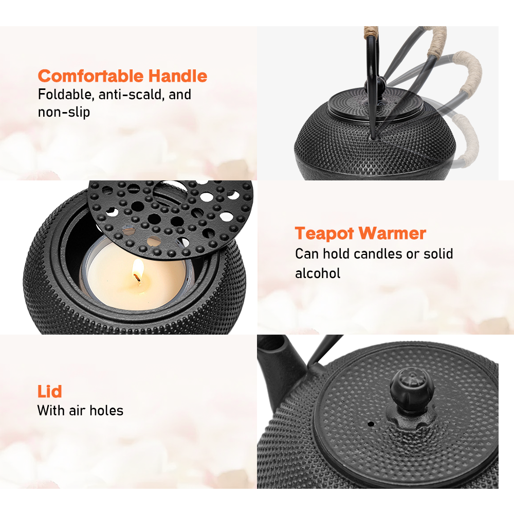 1.2L Cast Iron Teapot and Warmer Set Tea Kettle Iron Bottle