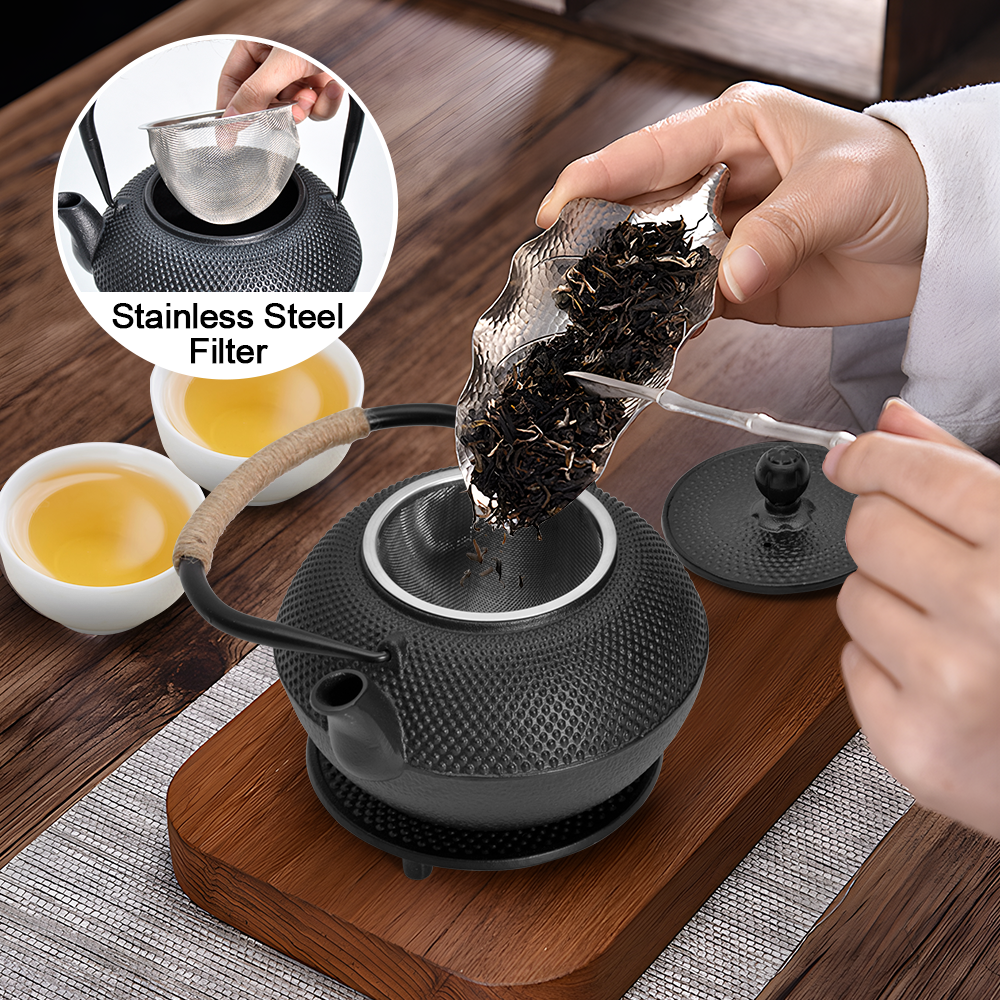 1.2L Cast Iron Teapot and Warmer Set Tea Kettle Iron Bottle