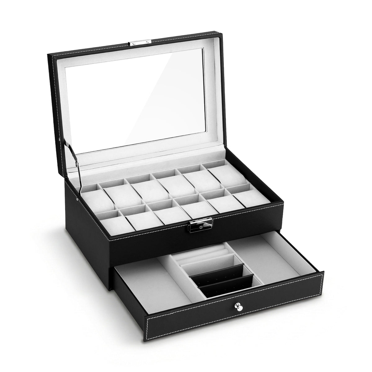 Embellir 12 Grids Watch Box Organizer Case Jewelry Display Storage