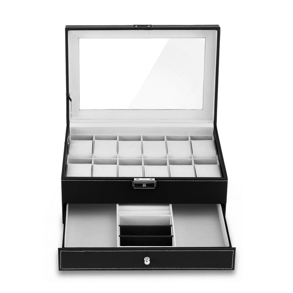 Embellir 12 Grids Watch Box Organizer Case Jewelry Display Storage
