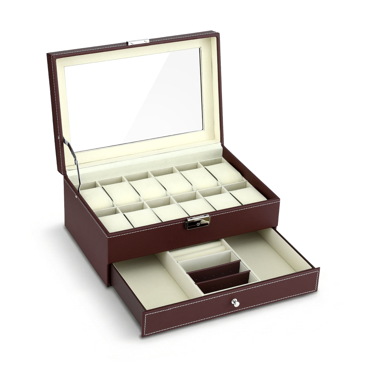 Embellir 12 Grids Watch Box Organizer Case Jewelry Display Storage