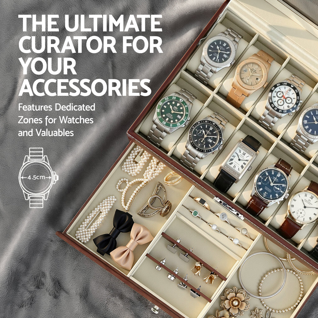 Embellir 12 Grids Watch Box Organizer Case Jewelry Display Storage