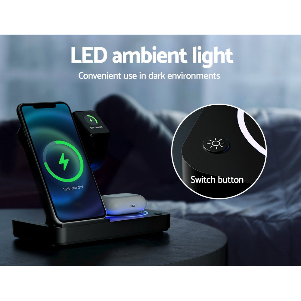 Devanti 4-in-1 Wireless Charger Station Fast Charging