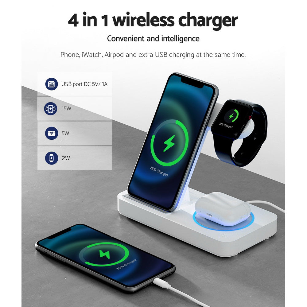 Devanti 4-in-1 Wireless Charger Dock Fast Charging