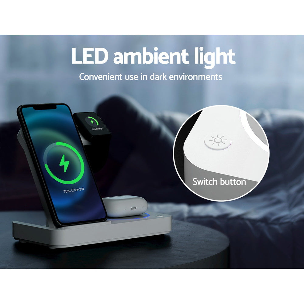 Devanti 4-in-1 Wireless Charger Dock Fast Charging