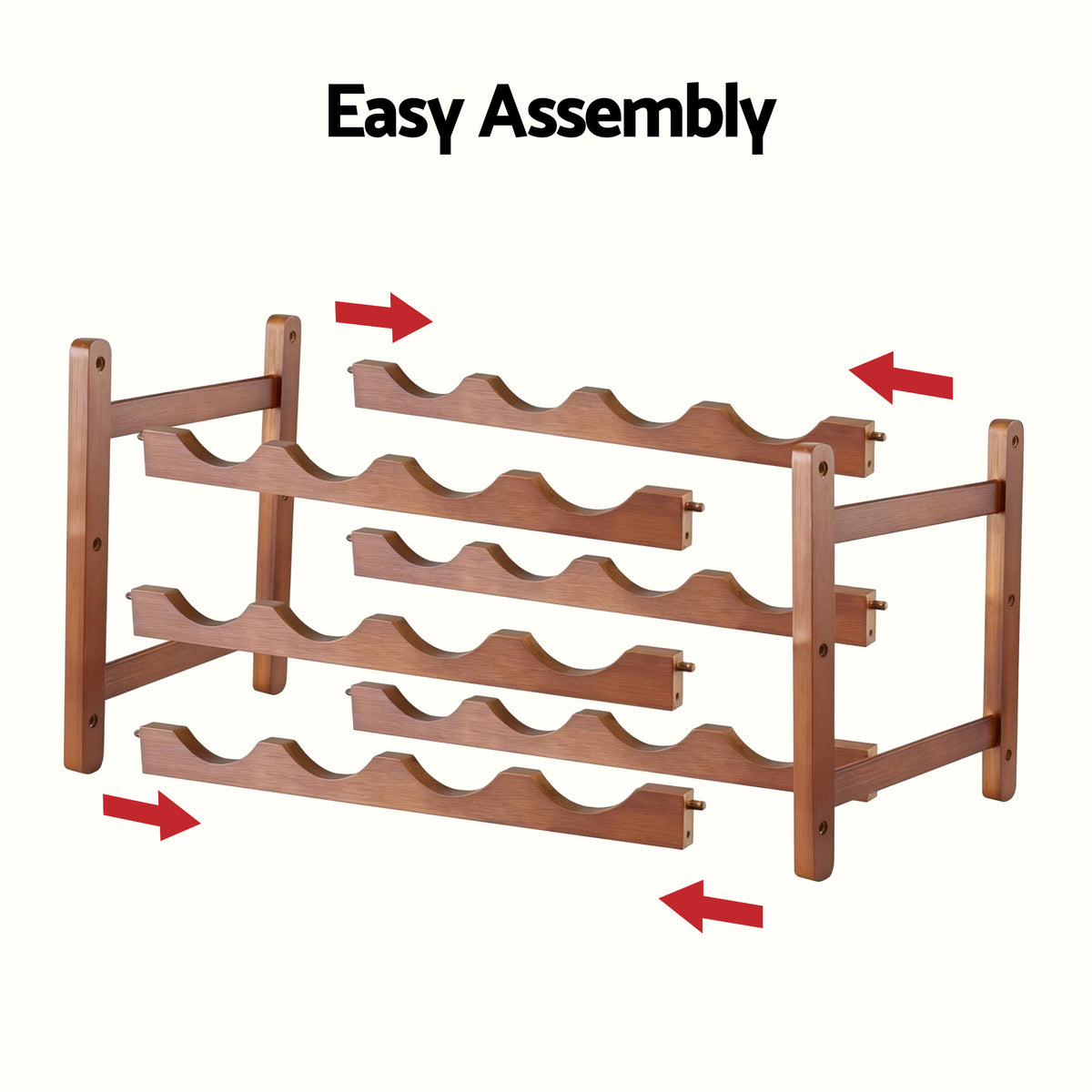 Artiss Bamboo Wine Rack, 3 Tiers, 12 Bottles, Walnut