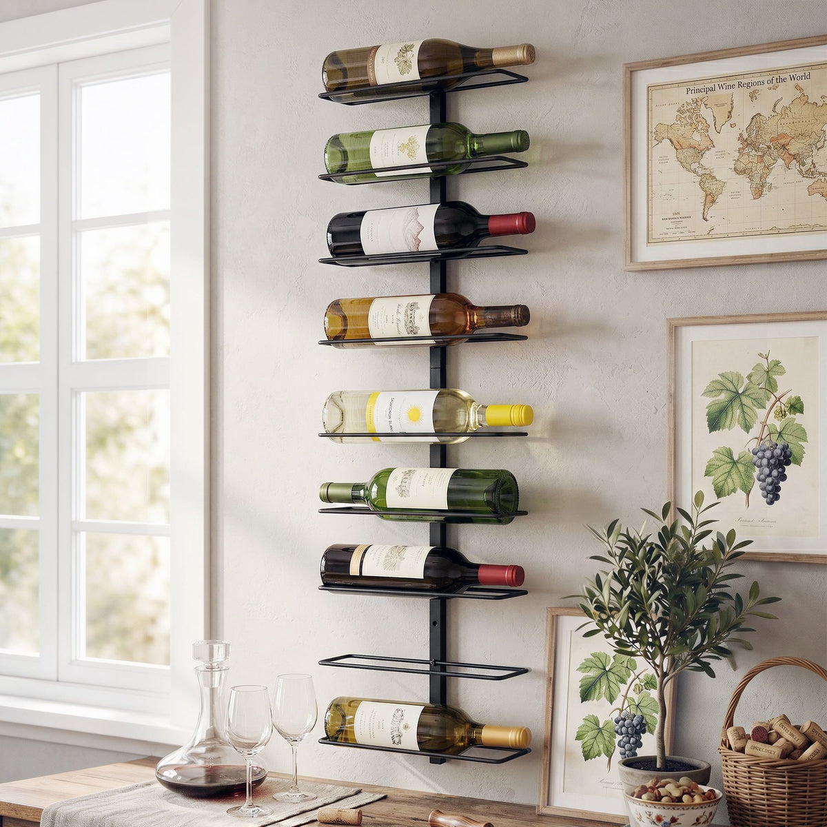 Artiss Wall Mounted Metal Wine Rack, 9 Bottles