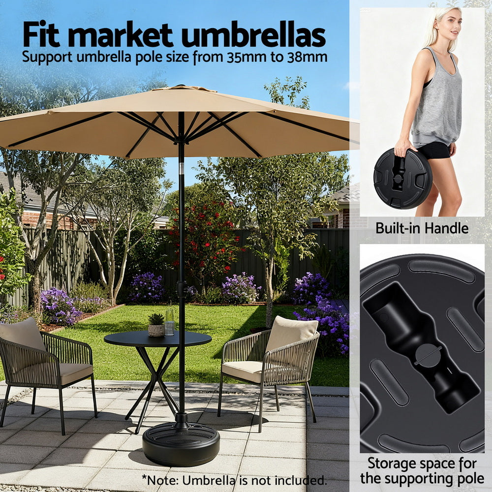 Instahut Outdoor Umbrella Base Weight Round Plastic Pole Holder