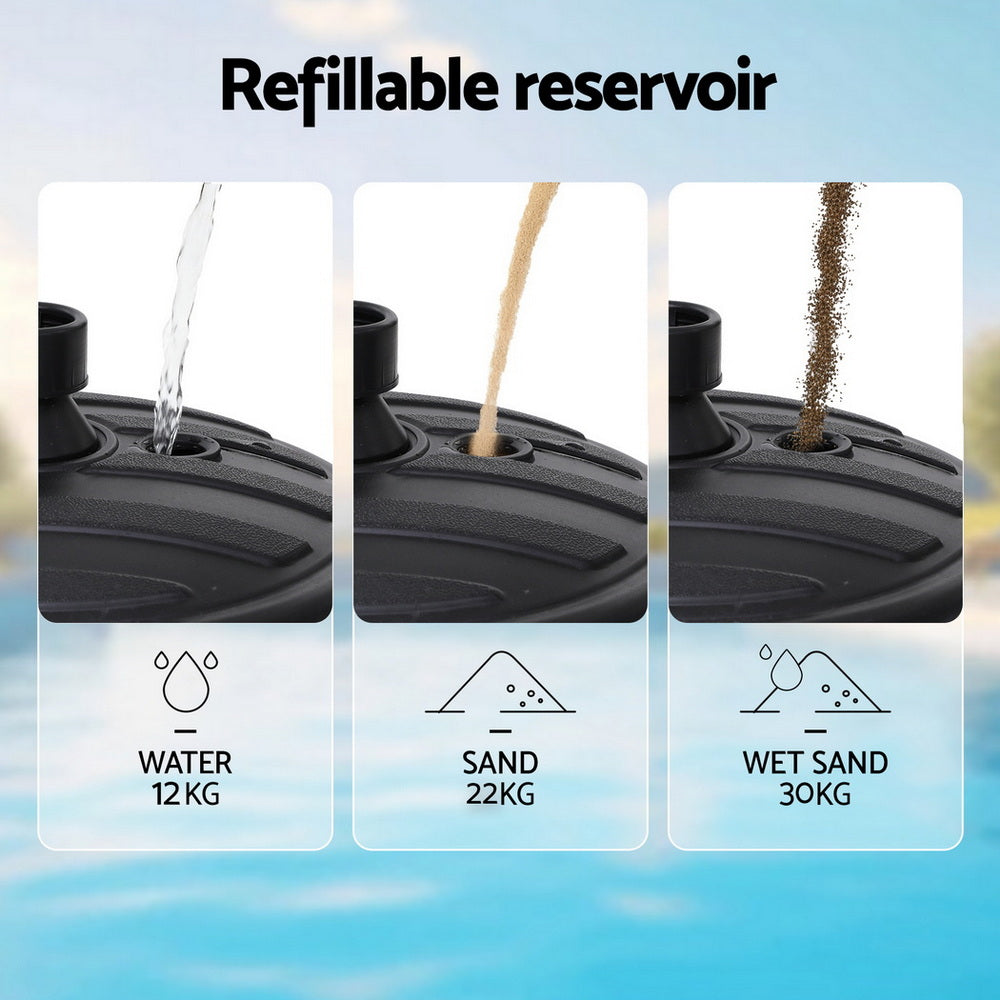 Instahut Outdoor Umbrella Base Weight Round Plastic Pole Holder
