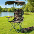Weisshorn Folding Camping Chair with Canopy, Green, shown in a real setting
