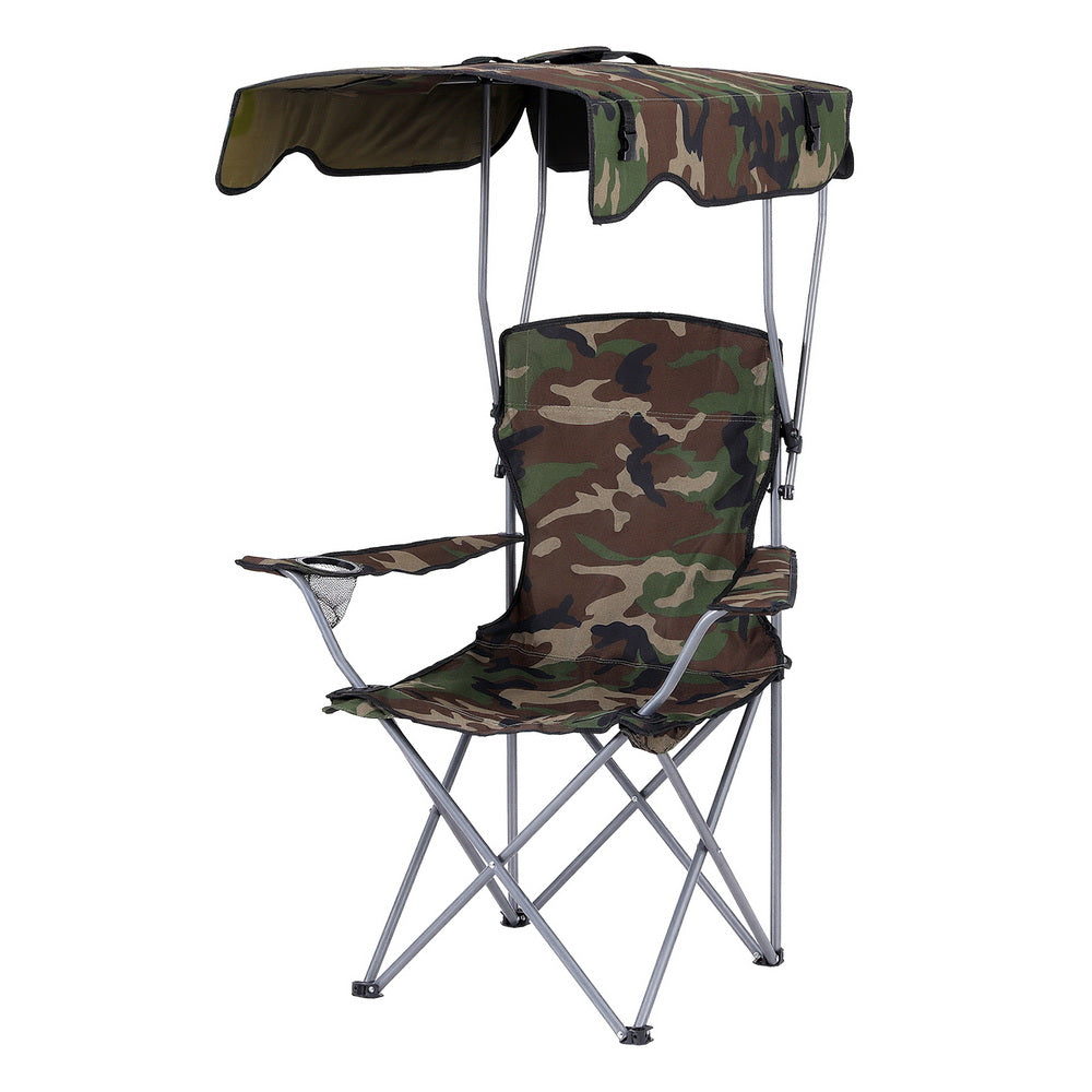 Weisshorn Folding Camping Chair with Canopy, Green, on a white background