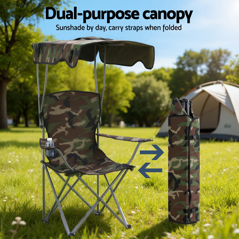 Weisshorn Folding Camping Chair with Canopy, Green, photo 5 of 8