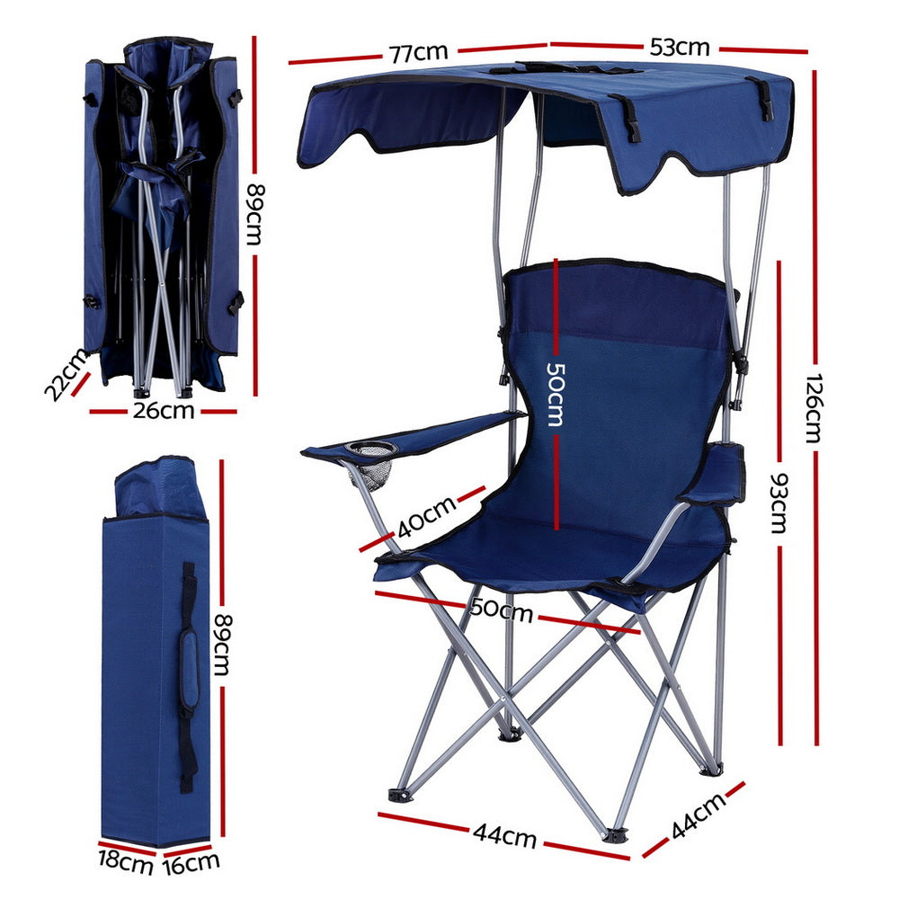 Weisshorn Camping Chair With Canopy Folding Outdoor Portable Seat Lightweight Beach