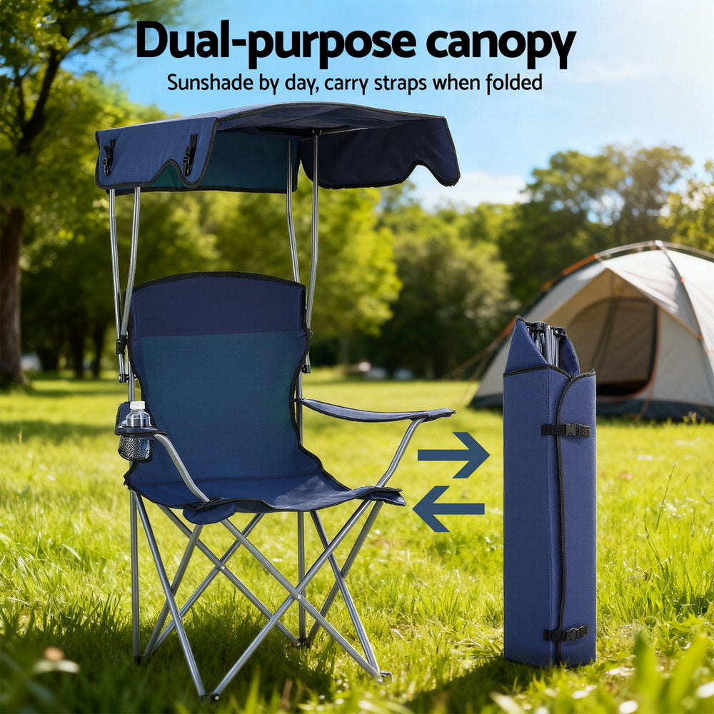 Weisshorn Camping Chair With Canopy Folding Outdoor Portable Seat Lightweight Beach