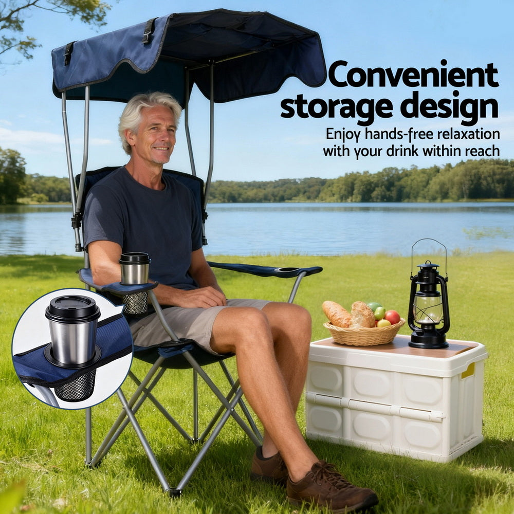 Weisshorn Camping Chair With Canopy Folding Outdoor Portable Seat Lightweight Beach