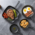 5-Star Chef Cast Iron Frying Pan Set, 4 Pieces