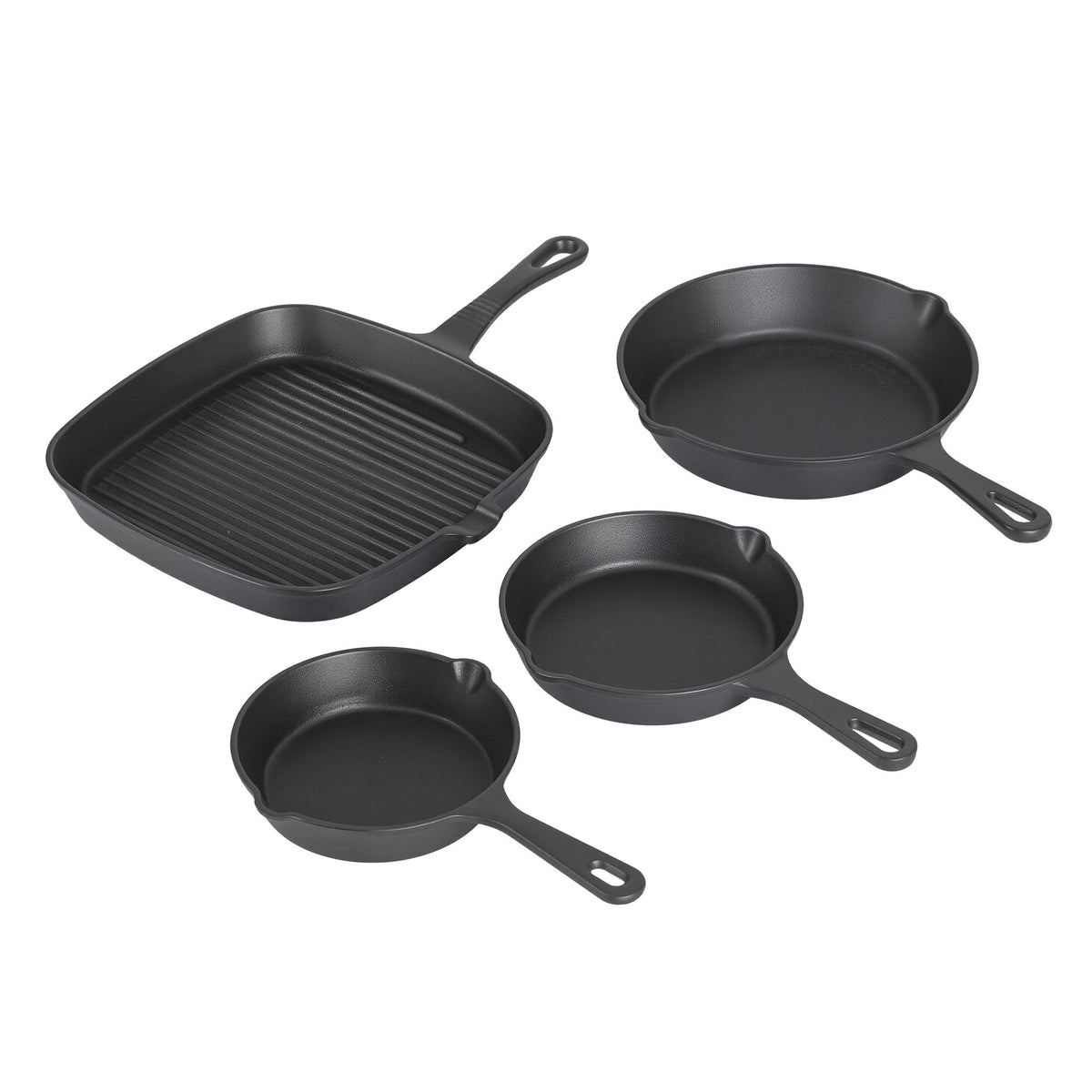5-Star Chef Cast Iron Frying Pan Set, 4 Pieces