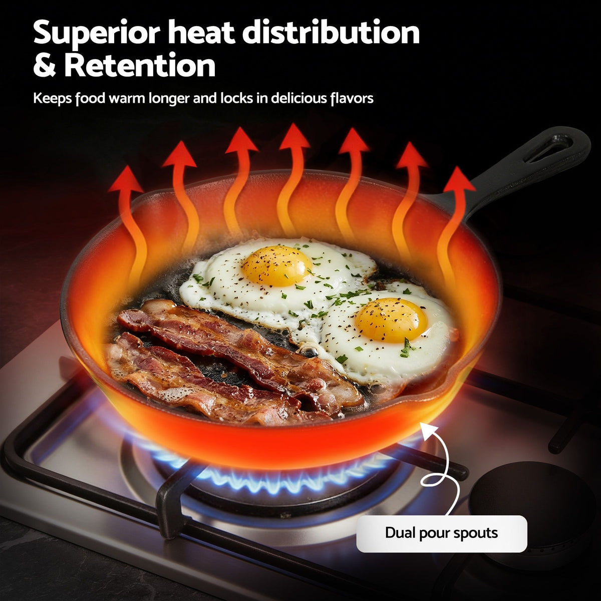5-Star Chef Cast Iron Frying Pan Set, 4 Pieces