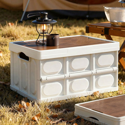 Gardeon Collapsible Outdoor Storage Box with Plywood Lid, 50 L