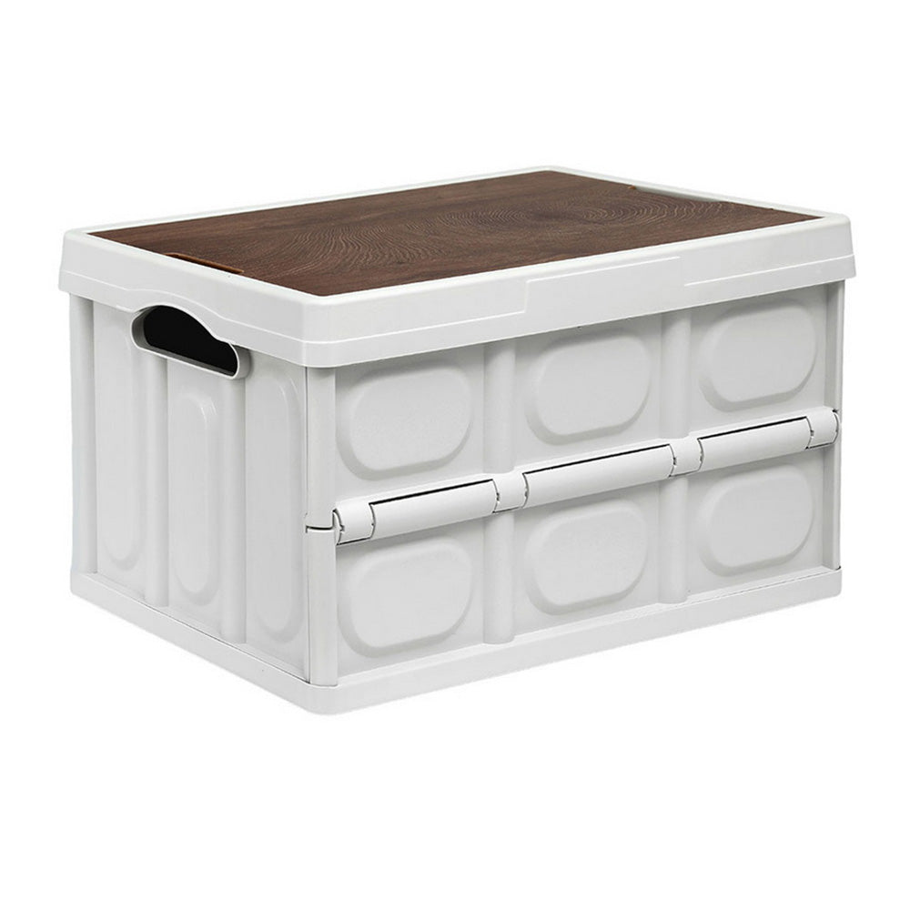 Gardeon Collapsible Outdoor Storage Box with Plywood Lid, 50 L