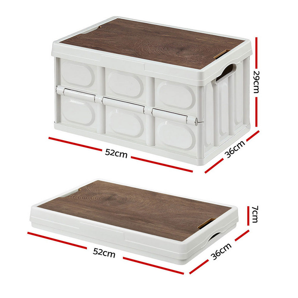 Gardeon Collapsible Outdoor Storage Box with Plywood Lid, 50 L